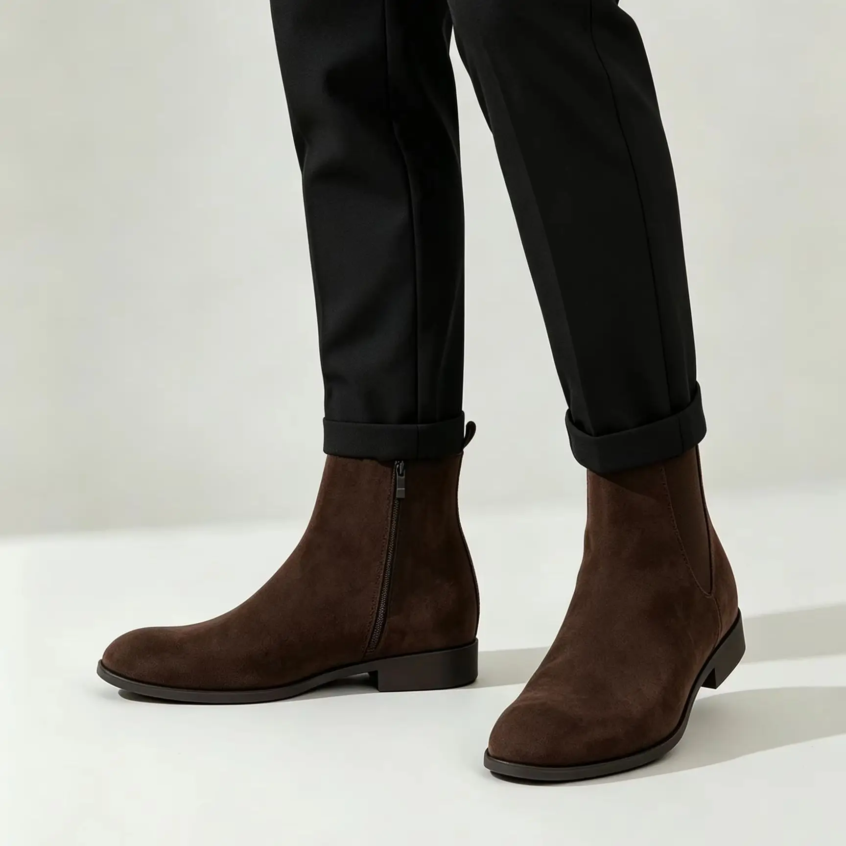 Desaidb Men's Suede Chelsea Boots Feature a Side Zipper Design and Are Classic British Style Ankle Boots, Suitable for Business - view 3