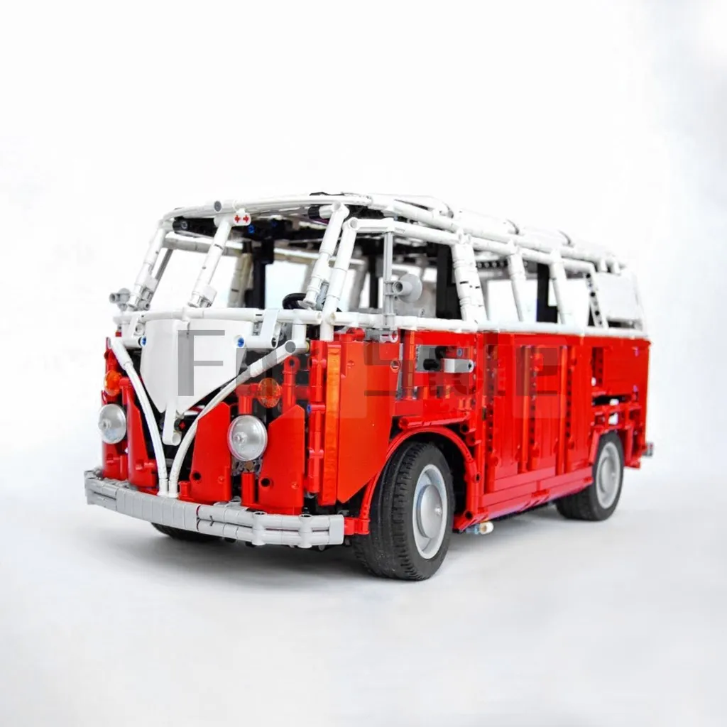 MOC-5168 Volkswagen Type 2 T1 Bus RC by Sheepo Building Block Model Spliced Electric Toy Puzzle Kids Gift