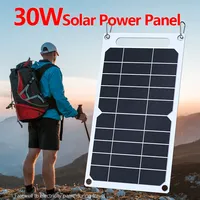 Solar Panel 30W With USB Waterproof Outdoor Hiking and Camping Portable Battery Mobile Phone Charging Bank Charging Panel 6.8V