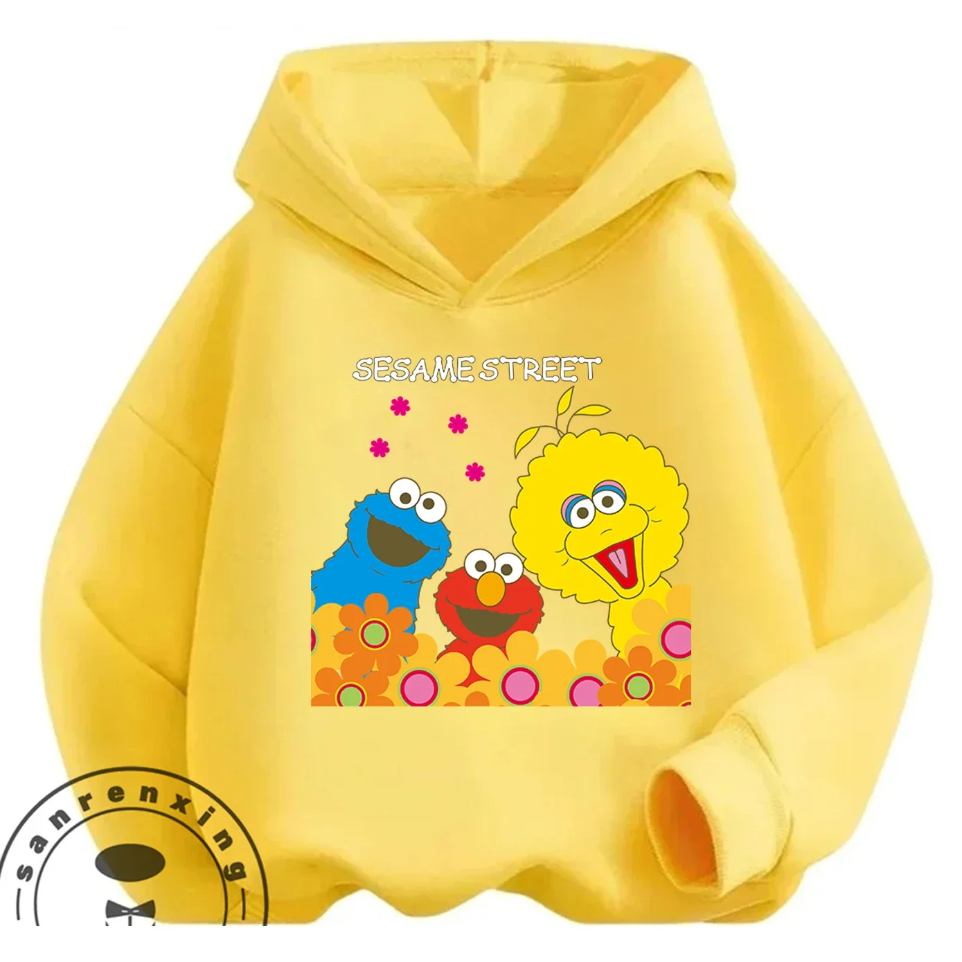 Sudadera con Capucha de Moda Casual de Plaza Sésamo para Niños de 3 a 14 Años, Otoño Invierno, Linda, Kawaii, de Dibujos Animados, para Exteriores, Cálida, Encantadora y Cómoda