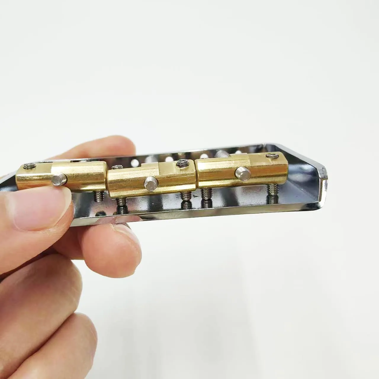 Electric Guitar Short Compensated Brass Bridge 3-Saddle / Adjustable For TL Guitar  String Through Body / Rear Load