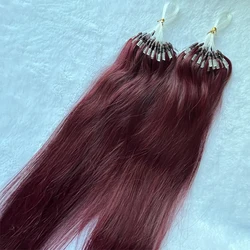 99J# Easy-to-Use Micro Ring Human Hair Extensions 50 Strands Natural Straight 30g/pack 12