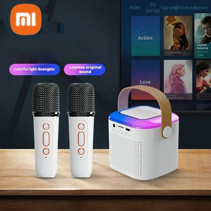 XIAOMI Y1 Bluetooth Wireless Mini Speaker, with 2 Microphones, Wireless Loudspeaker Box Home Karaoke, Colorful Ambient Light