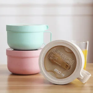 Tazón de sopa de microondas de 850 ml con tapa y manejar tazón de plástico de plástico de grado alimenticio con tazas de desayuno portátiles a prueba de fugas de cuchara 12 Best Microondave Bowl de ventas - №9