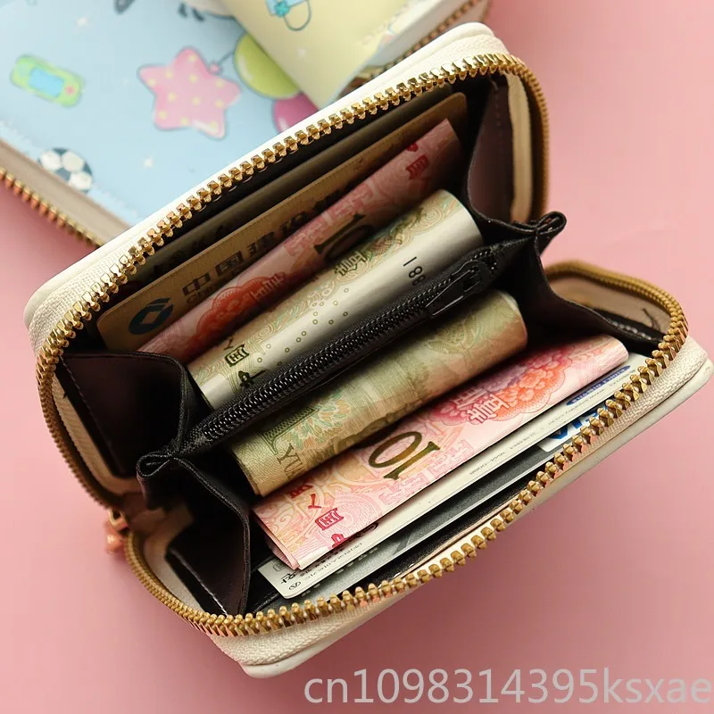 Disney Mickey Mouse Short Wallet for Women Girls College Students Zipper Coin Purse Card Holder Cartoon Anime Design