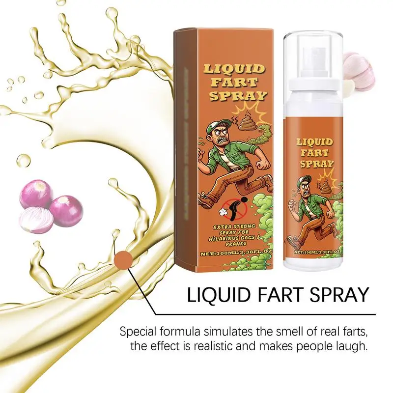 Líquido brincadeira spray para adultos, brinquedo de novidade, portátil, fedorento, engraçado, peido, mordaça, 100ml