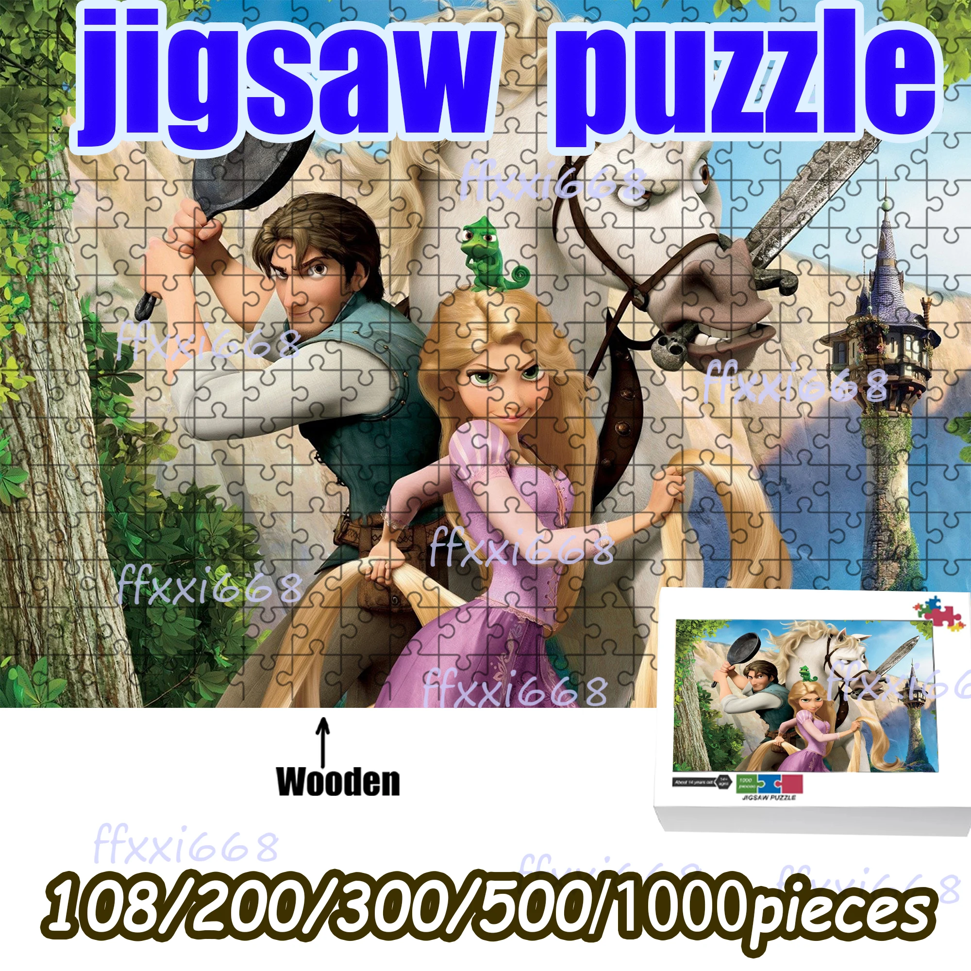 

Tangled Rapunzel Wooden Puzzle, 108-1000 Pcs Jigsaw Puzzle, Fairytale Movie Art, Framable Wall Decor & Creative Gift