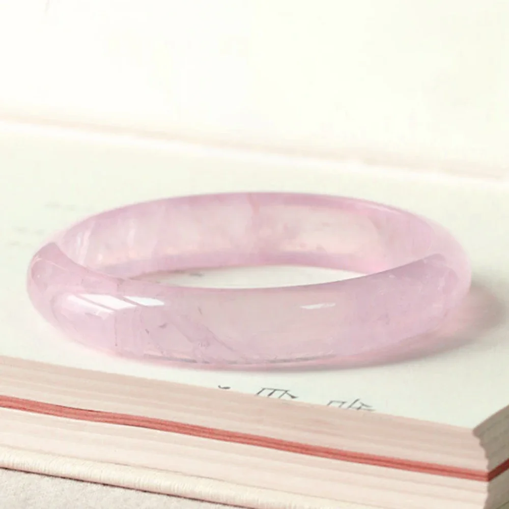 الطبيعية الوردي كريستال أساور سوار الطبيعية الجليد اليشم الإسورة مجوهرات وردي فاتح موضة مجوهرات الزفاف للنساء