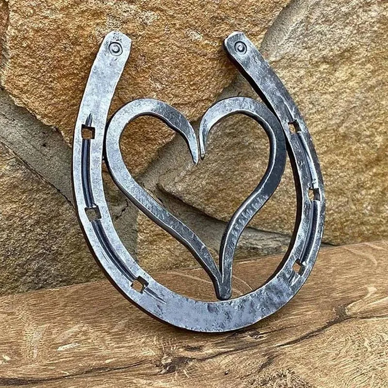 Handmade Horseshoe Cast Horseshoe Wall Decor Good Lucky Horseshoe, Hand Cast Horseshoe With Love Wall Decor C 1 Piece