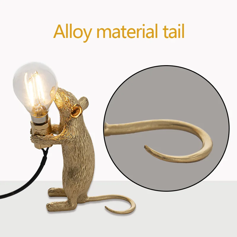 

Mini Resin Mouse Table Lamp Desk Light Living Room Bedroom Bedside Atmosphere Lamp Decor LED Night Lights Modern Home Aesthetic