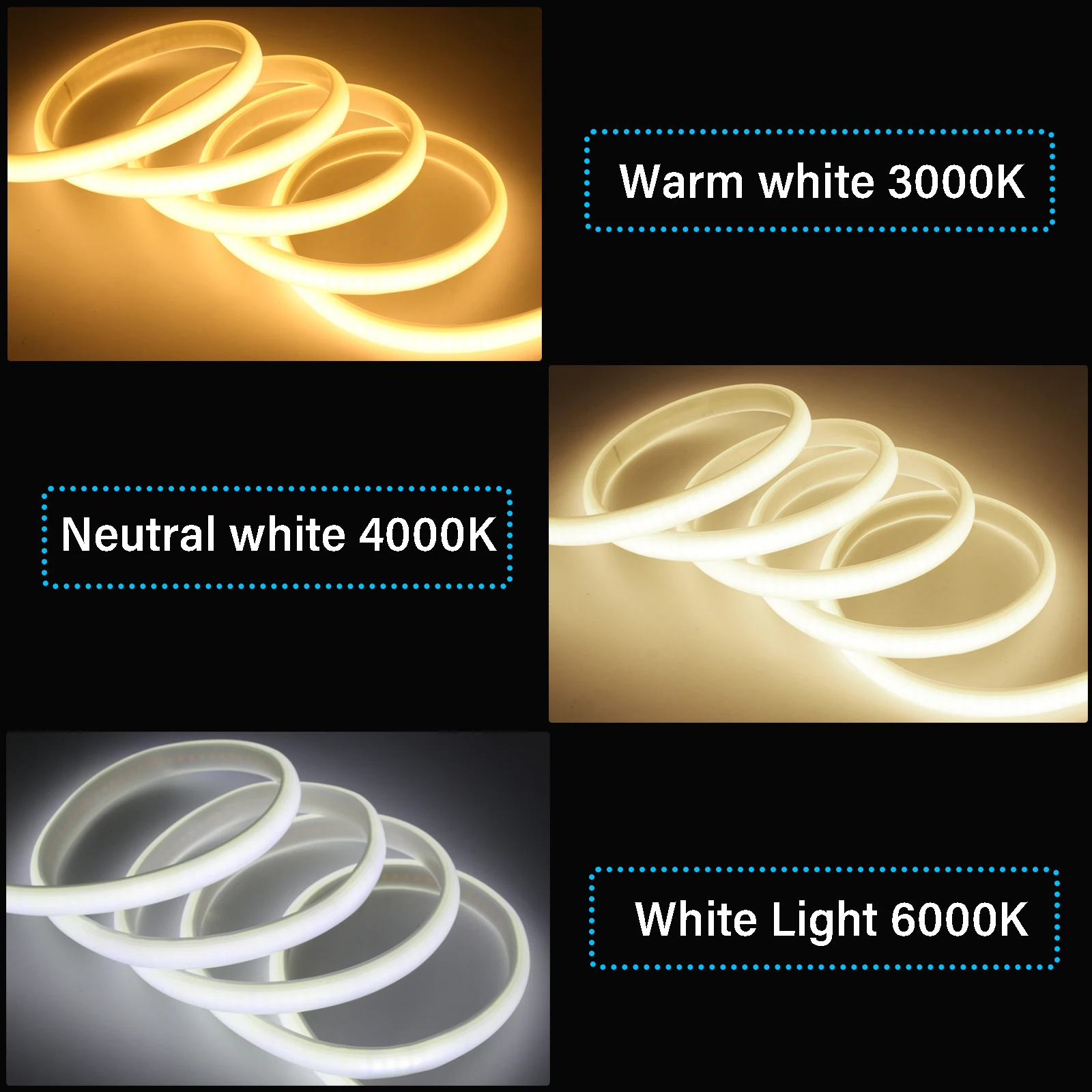 220V COB LED Strip Light High Bright 288LEDs/m RA90 Flexible Outdoor Lamp Waterproof Neon Tape With Dimmer Switch EU Power Plug