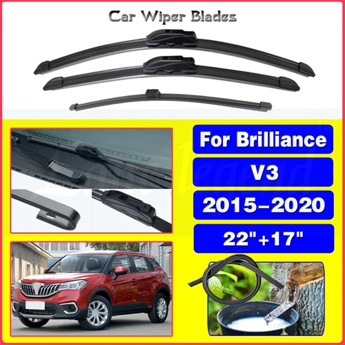 Juego de limpiaparabrisas delantero y trasero de coche para Brilliance V3 2015 2016 2017 2018 2019 2020, cortador de cepillos, parabrisas automático