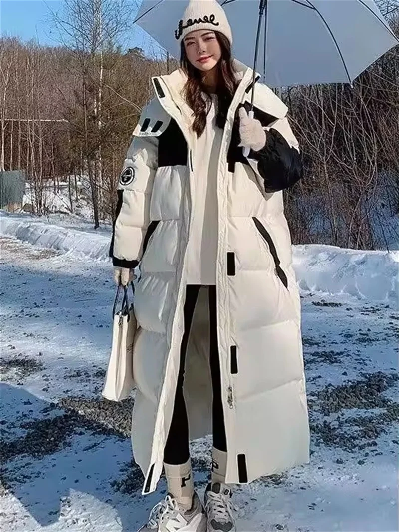 

Fashion Down Cotton Work Clothes Korean Casual Long Cotton-Padded Coat Thicken Warm Oversize Student Hooded Parkas