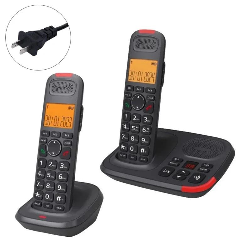 D1015TAM-D Cordless Landline Phone Two Handles with Phone Storage and Easy to Operate Multiple Function Low Radiation