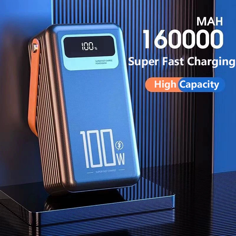 

160000mAh Large Capacity Power Bank 100W Super Fast Charging Portable Charger PD20W Powerbank for iPhone Samsung Xiaomi Huawei