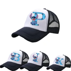 Disney Lilo & Stitch Kids Baseball A- Z 26 English Letters Boys Girls Hat Sun Hats Cap Print Caps Children Outdoor Casual Caps