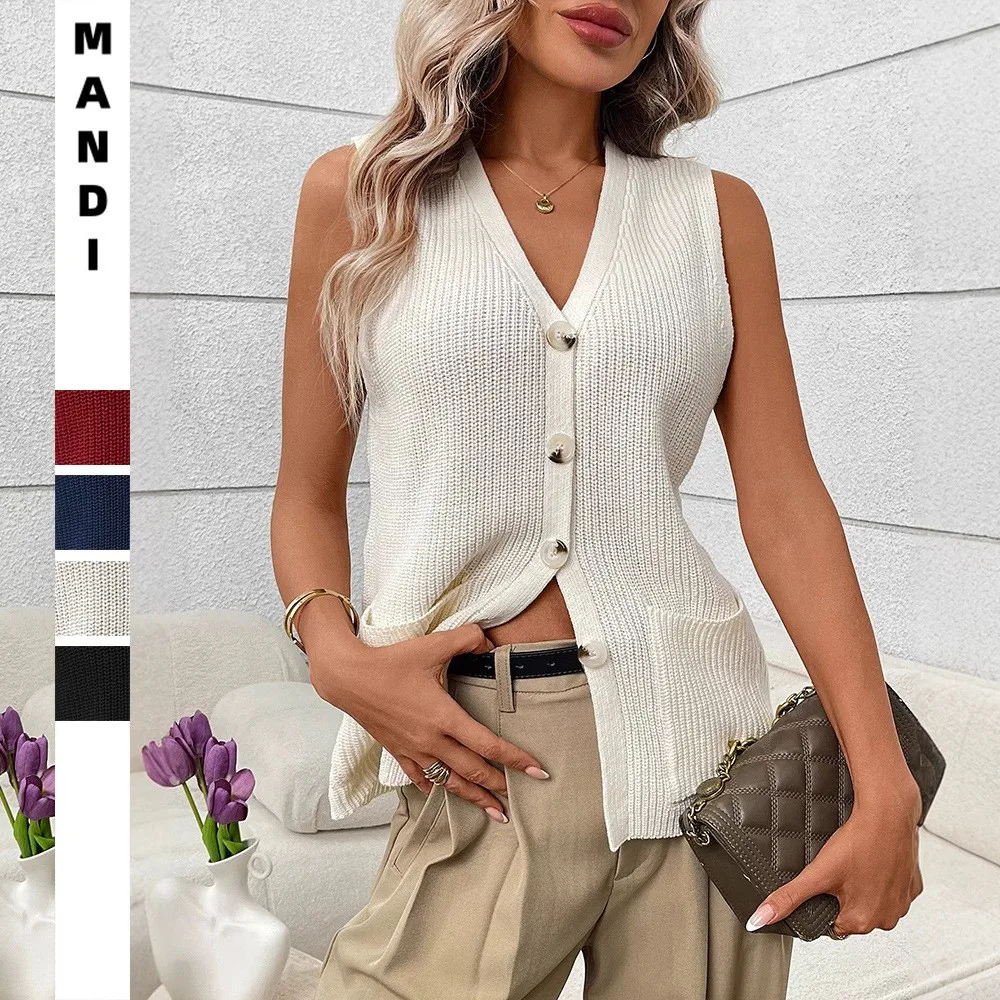 

Women's Sweater Vest Navy Blue V Neck Cardigan Slim Fit Knit Cardigan Black Open Front Cardigan Burgundy Sleeveless Cardigan