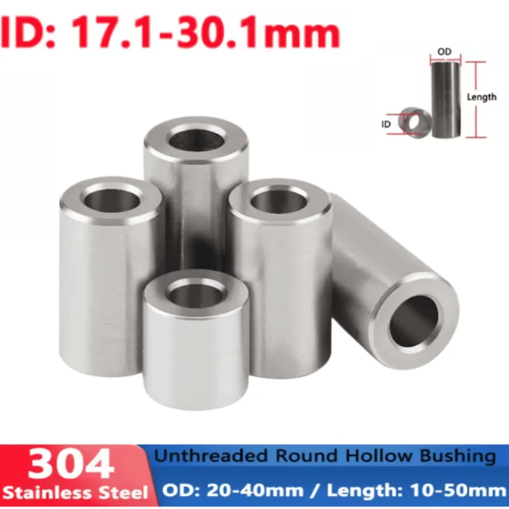 17.1/18.1/19.1/20.1/25.1/30.1mm 304 Stainless Steel Unthreaded Hollow Spacer Sleeve Bushing Washer Gasket Round Standoff