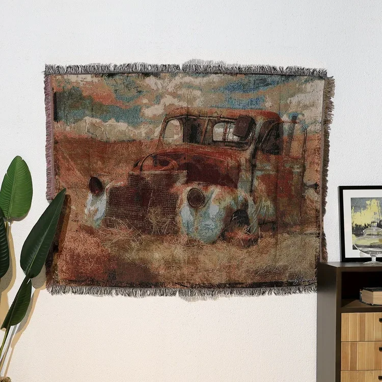 American Country Blanket Classic Sofa Blanket Cover Home Summer Vintage Decorative Bedspread Tapestry Car Truck Train Picnic Mat