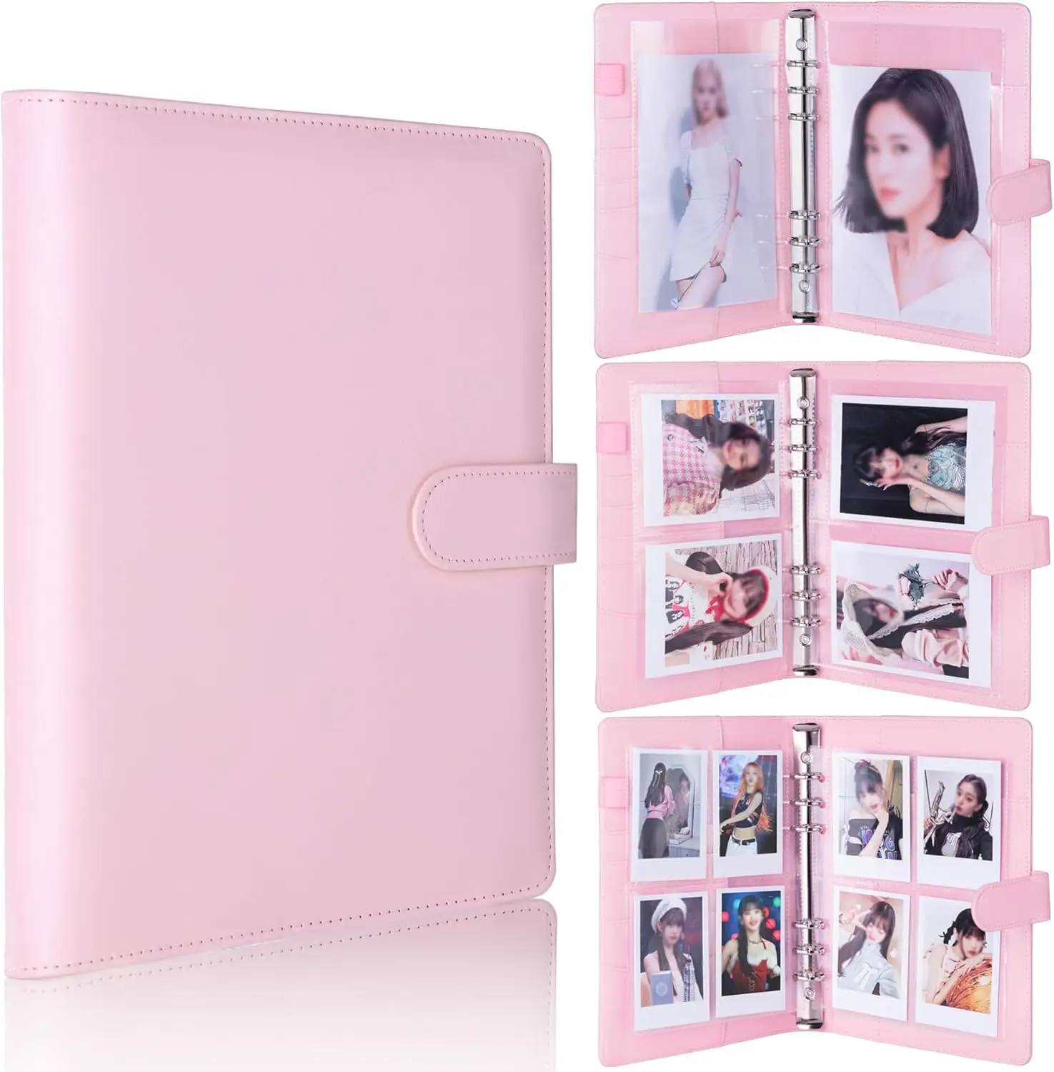 

New A5 Kpop Photocard Binder 6Ring Card Collector Album with 40 Pack double-side Card Sleeves, PU Leather Photocard Holder Book