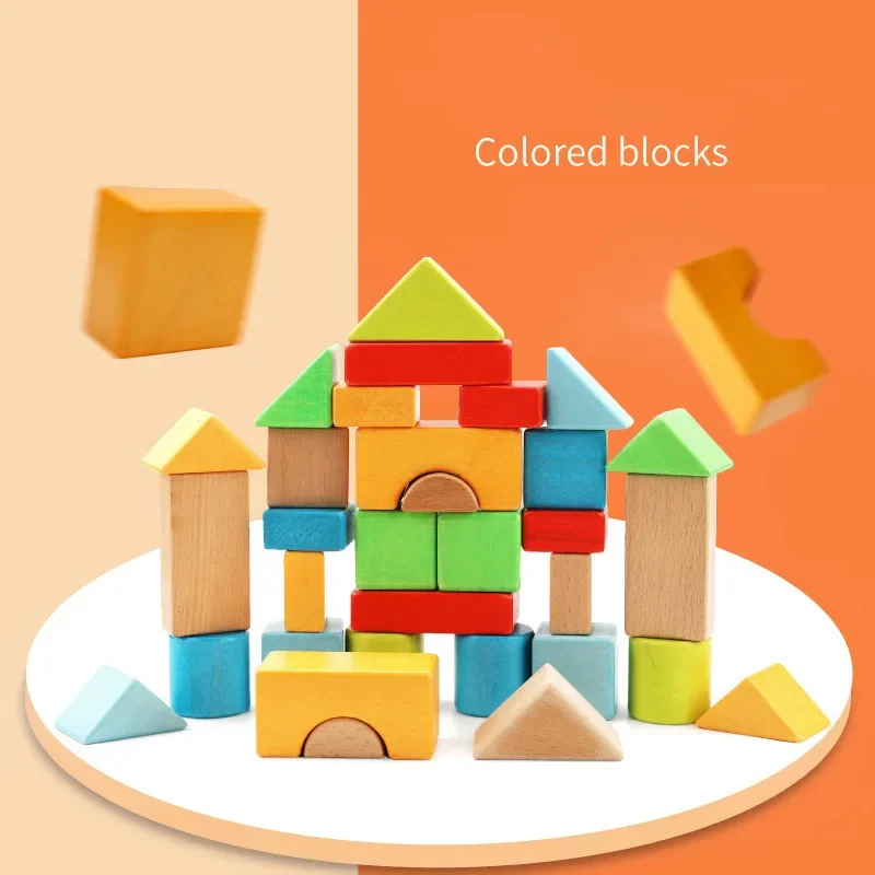 [Funny] 32pcs/set Wooden large particle Colored  building blocks toy children's early education toys baby birthday gift