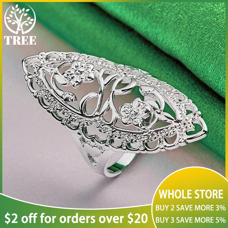 Hurtownia 925 Sterling Silver Oval Hollow Flower Charm Ring For Women Man Fashion Party Zaręczyny Ślub Urodziny Prezent Biżuteria