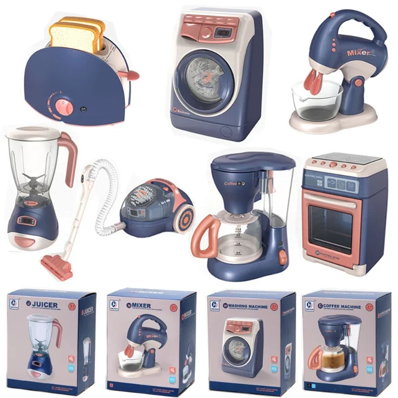 

Children's Home Appliances Kitchen Toys Set, Boy Girl Simulation Electric Washing Machine Appliance Set, oven, coffee machine