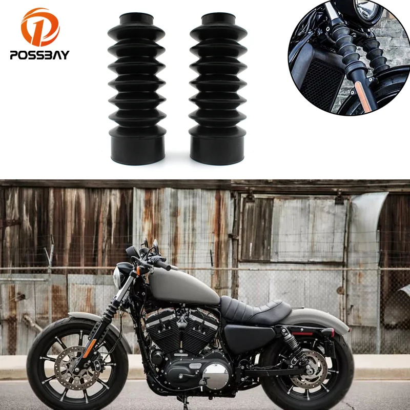 39mm Motorcycle Front Fork Cover Gaiters Gators Rubber Long Boots for Harley Davidson Sportster XL FXD Motorcycle Accessories