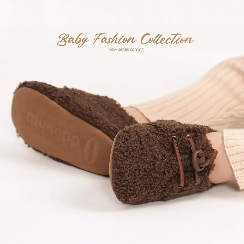 Anti-Slip Baby Booties Fluff Material Warm Insulation Toddler Shoes Cashmere Lining First Walking Winter Baby Shoes Newborn Wear