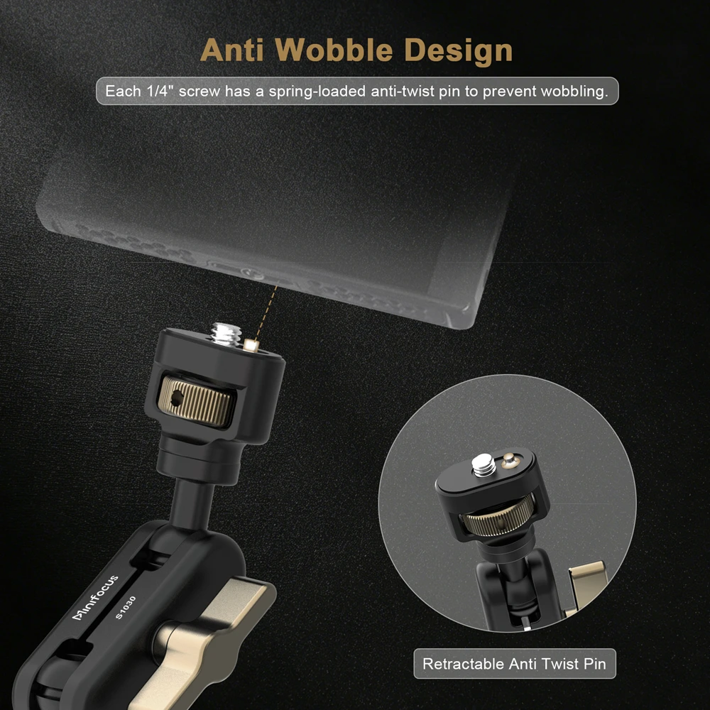 Kamera-Magic-Arm, flexibler Gelenkarm mit 1/4-Zoll-Schrauben, NATO-Klemme, Blitzschuh-Feldmonitorhalterung mit Doppelkugelkopf aus Aluminium – Detail 5