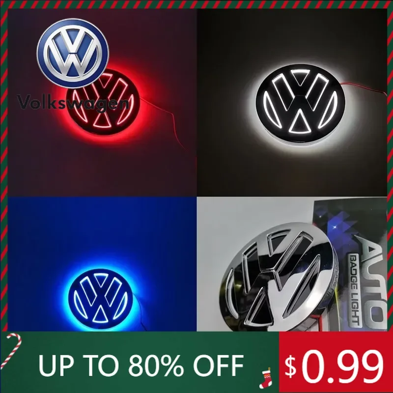 

2026 Горячие эмблемы VW 11 см 5D Логотип Свет светодиодный задний бейдж Фонарь Передняя решетка для VW CC Bora Golf Jetta POLO MAGOTAN Passat Logo Ligh