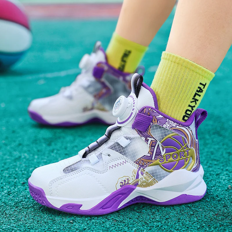 Childrens Basketabll Shoes High-quality Field Non-slip Sports Footwear High-top Comfortable Training Basketball Boots for Kids