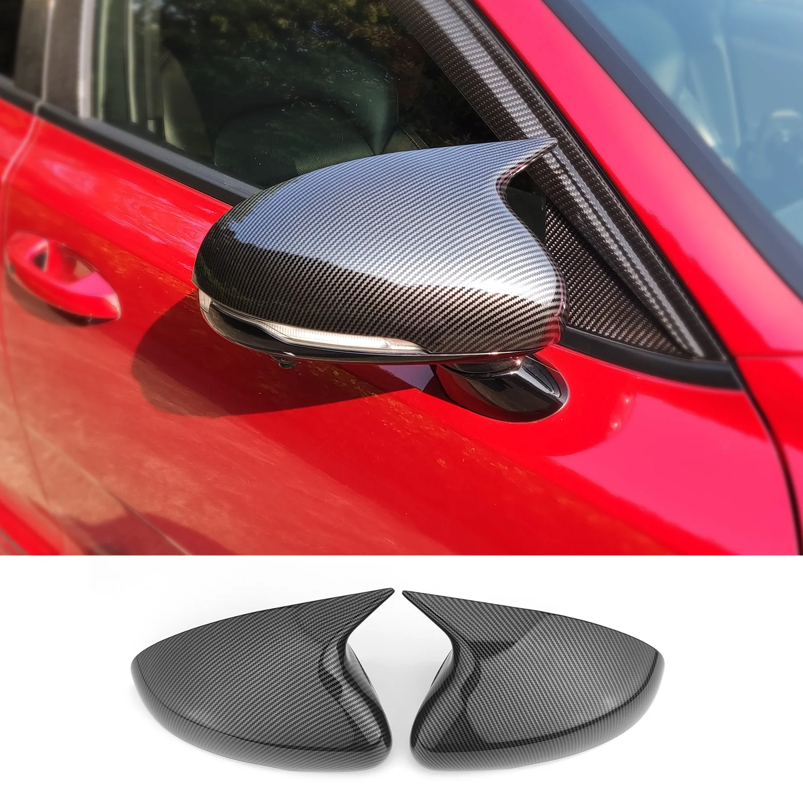 

One Pair Carbon Fiber Car Rearview Mirror Cover Side Door Mirror Shell Decoration Trim For KIA Stinger 2018 2019 2020 2021 2022