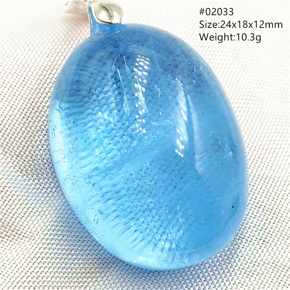 Natural Blue Topaz Quartz Pendant Necklace Rare Women Men Topaz Oval Bead Fashion Gemstone Pendant Jewelry AAAAA