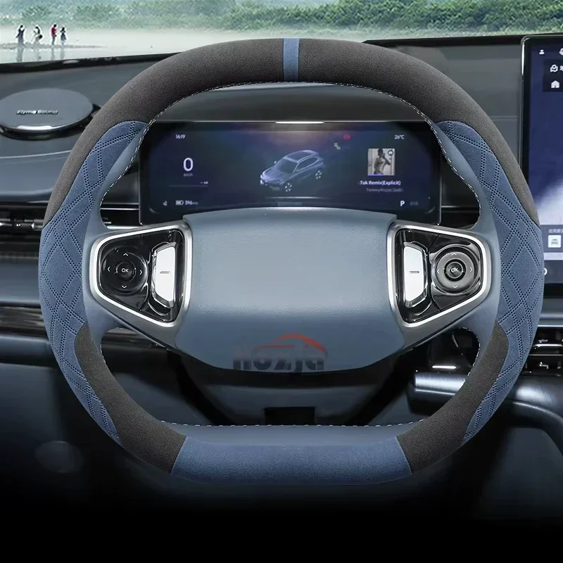 Capa de couro de camurça para volante de carro, para peugeot 208 gt 2023 2024 2025, antiderrapante, acessórios automotivos