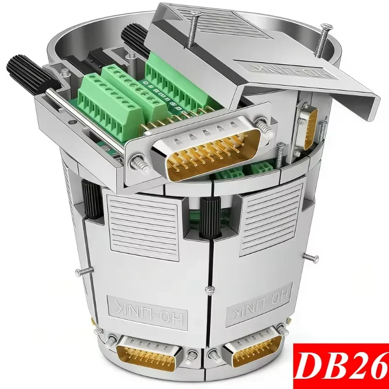DB26 Male and Female Solderless Plug Industrial 26 Pin Metal Connector Adapter 3-row 26 Pin Breakout Board Terminal Head