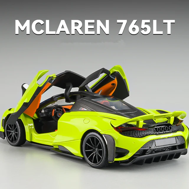 マクラーレン-ラジコンスポーツカーモデル765lt,1:24,金属製の車,組み立てとおもちゃ,子供向けギフト