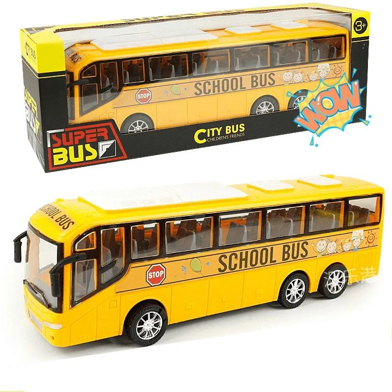 High Simulation Toy Car Model Diecast Plastic Pull-Back Bus Inertia Car City Tour Bus ABS Car Model Toys Gifts For Children Kids