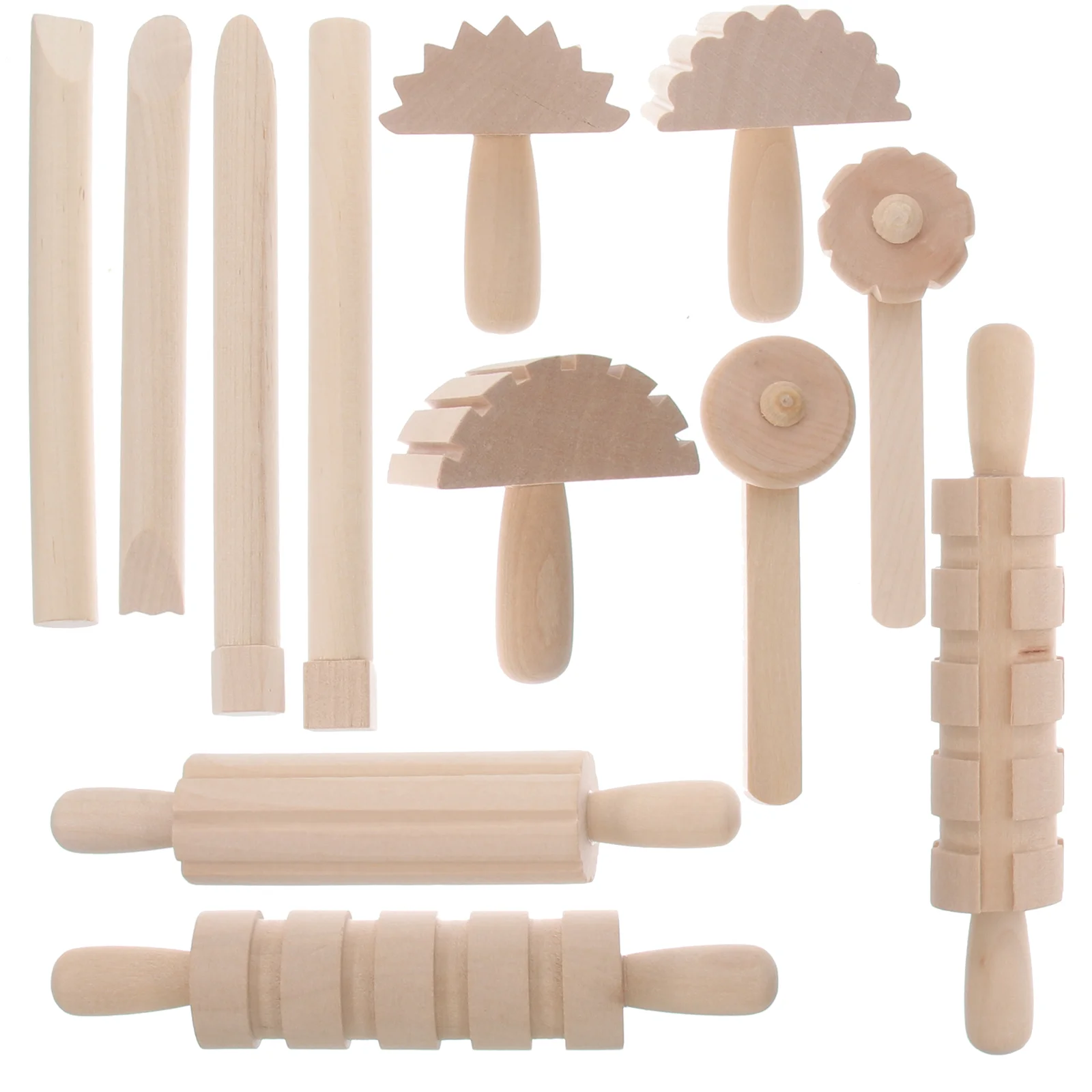 Textured Plasticine Tools Roller Clay Carving Wooden Pottery Sculpting Rolling Pin
