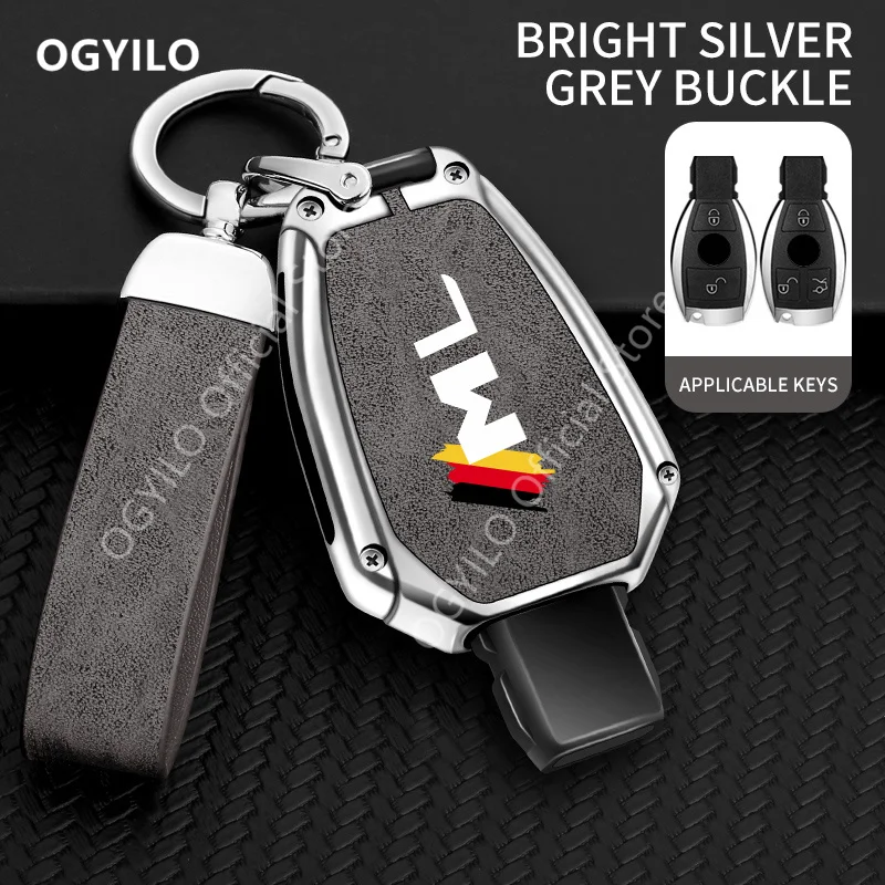 

Zinc Alloy Leather Car Key Cover For Mercedes Benz ML B 2/3 buttons 500 GLB GLC W203 AMG GLK W212 W213 Car Key Cover