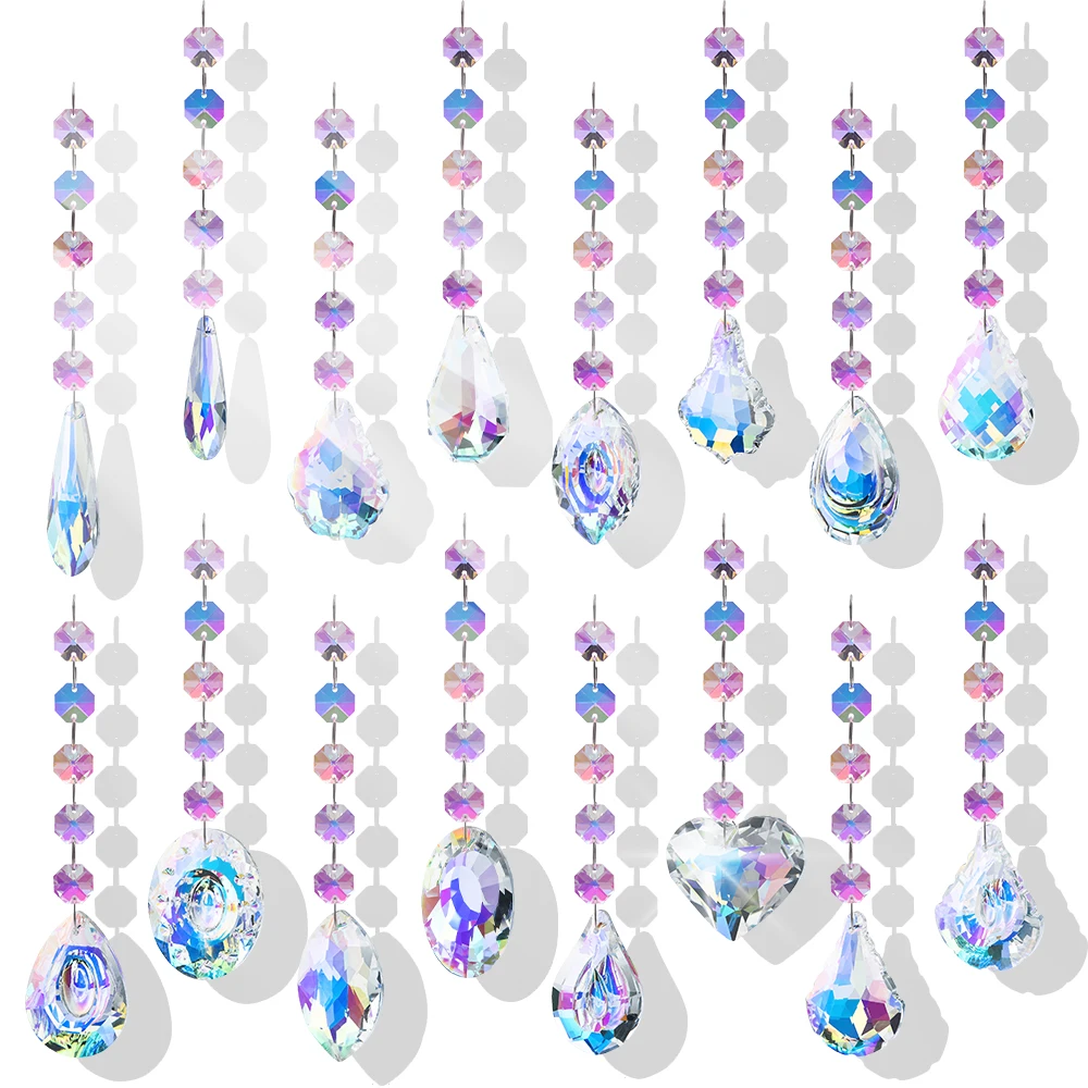 1Lot 50mm Crystal Sun Catcher Prisms Pendant Octagon Beads Dream Catcher Rainbow Chaser Hanging Drop Home Garden Decoration