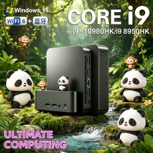 Ubiquitous 2026 Portable Mini PC Core I9 10980HK/i9 8950HK Radiant Gaming Mini PC Windows 11 Pro 16GB RAM 1/2TB M.2 SSD WiFi 6