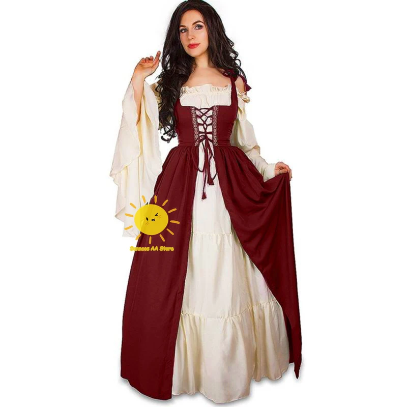 Mittelalter liche Renaissance Cosplay Frauen Kostüm Cosplay über Anzug Wein rot Kleid Weste Victoria Prinzessin Steam Punk Strap Plus Size