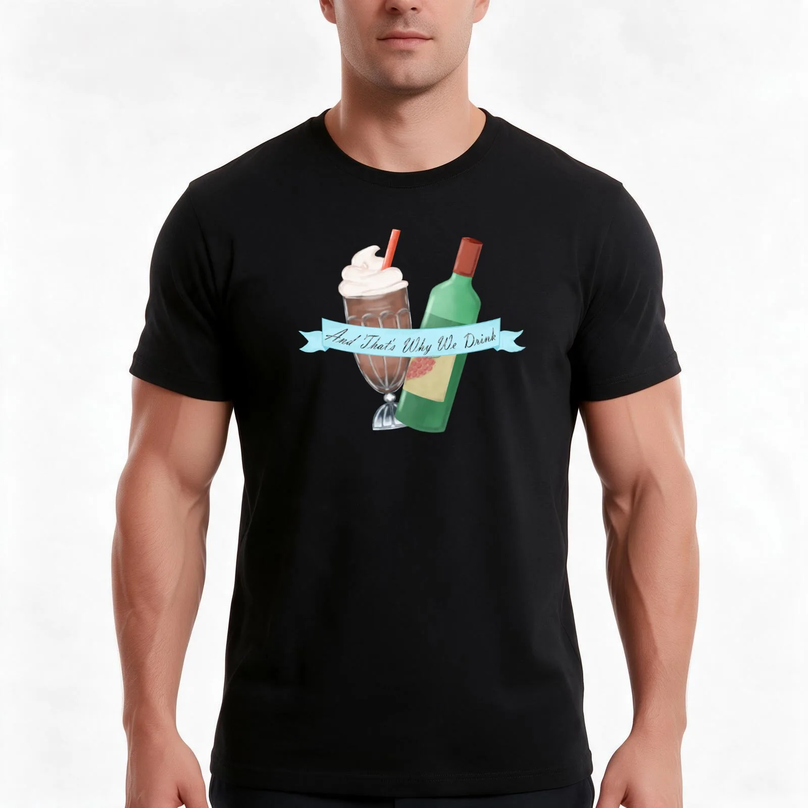 and thats why we drink podcast wine and milkshake T-Shirt, Summer Casual Cotton Tee, Oversized Streetwear Tops, Unisex Men Women