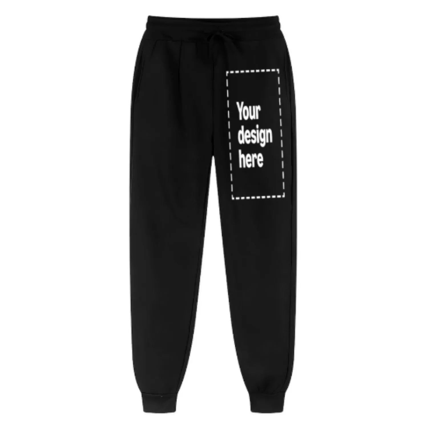 

Custom Unisex Joggers, Personalized Side Print Sweatpants, Casual Drawstring Tapered Track Pants for Men & Women