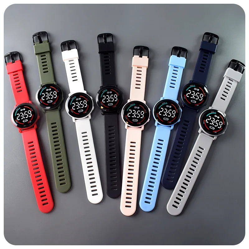 Relojes deportivos de silicona a la moda para niños y niñas, reloj electrónico ligero para adolescentes, reloj con pantalla LED, esfera grande