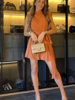 Summer Women's Short Jumpsuit Elegant High Waist Tie Belt Wide Leg Short Pants Rompers Fashion Casual Vacation Street Wear