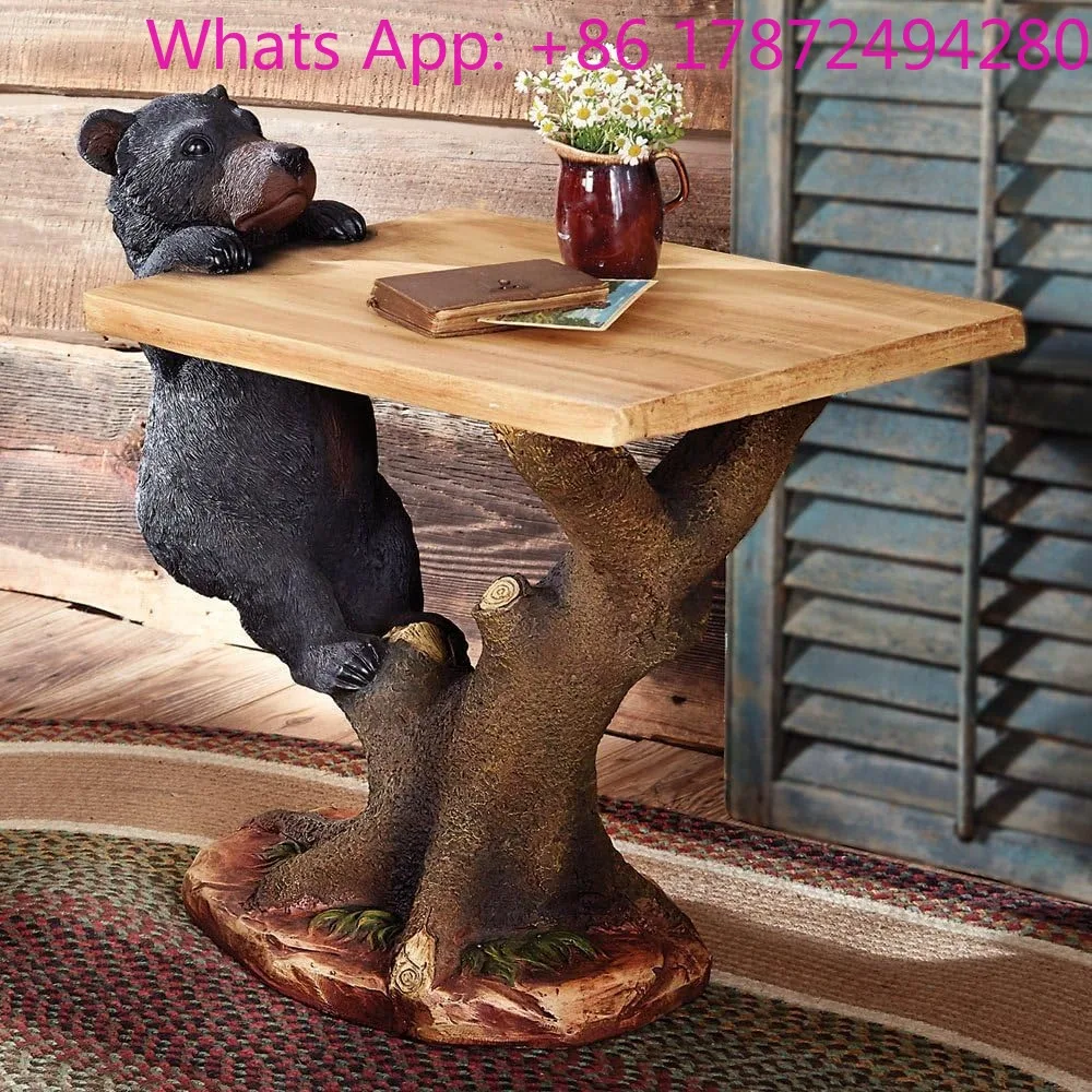 Black Bear Climbing Accent Table - Vintage Rustic Furniture - 27