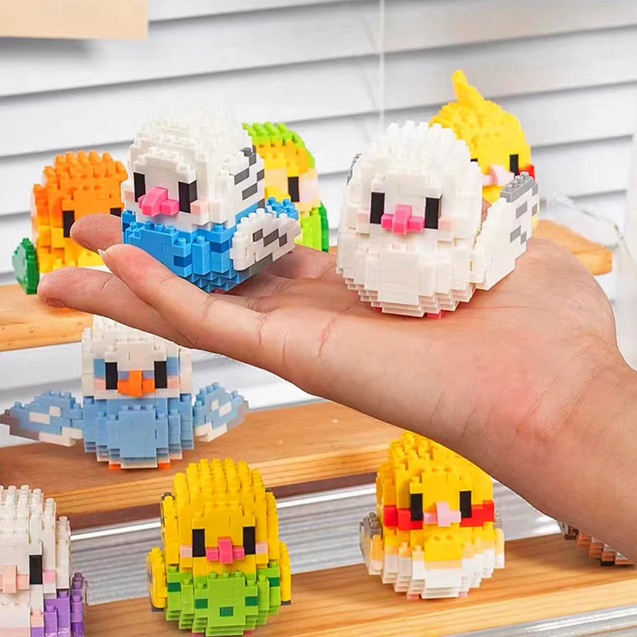 Креативные милые птицы с героями мультфильмов «сделай сам», попугаи, саробки, строительные блоки с животными, игрушки для сборки птиц, подарки для украшения дома