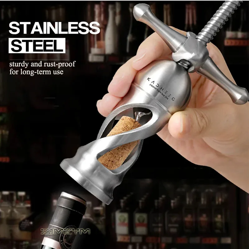 304 Stainless Steel Wine Opener Manual Cross Handle Multifunctional Wine Bottle Corkscrew for Home Bar Restaurant Gift